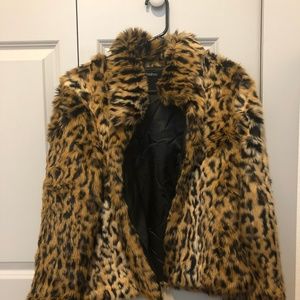 Faux leopard / cheetah print coat / jacket